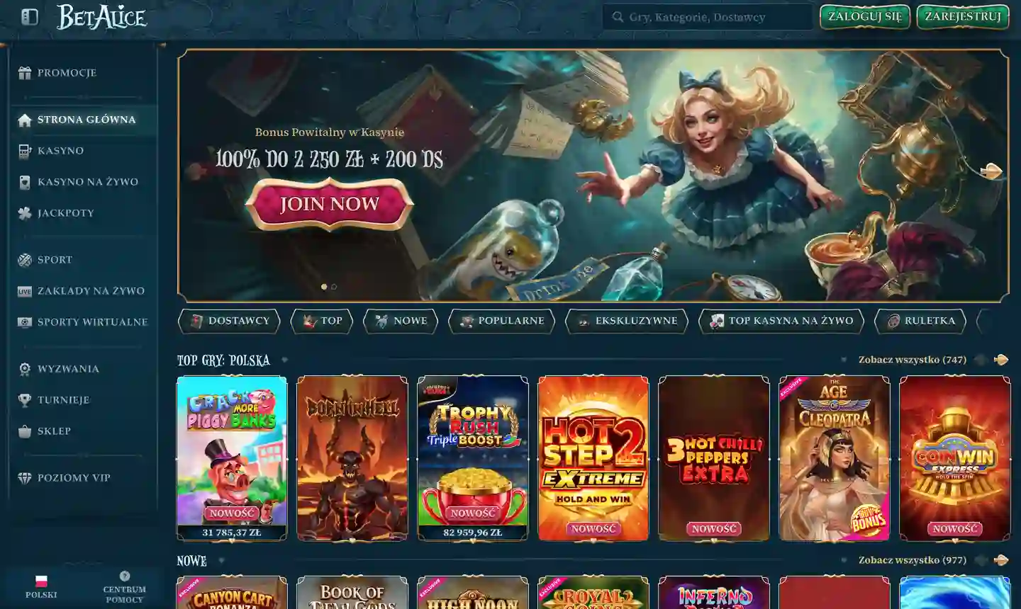 BetAlice Casino website preview