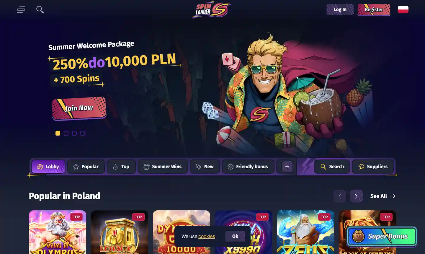 Spinlander Casino website preview