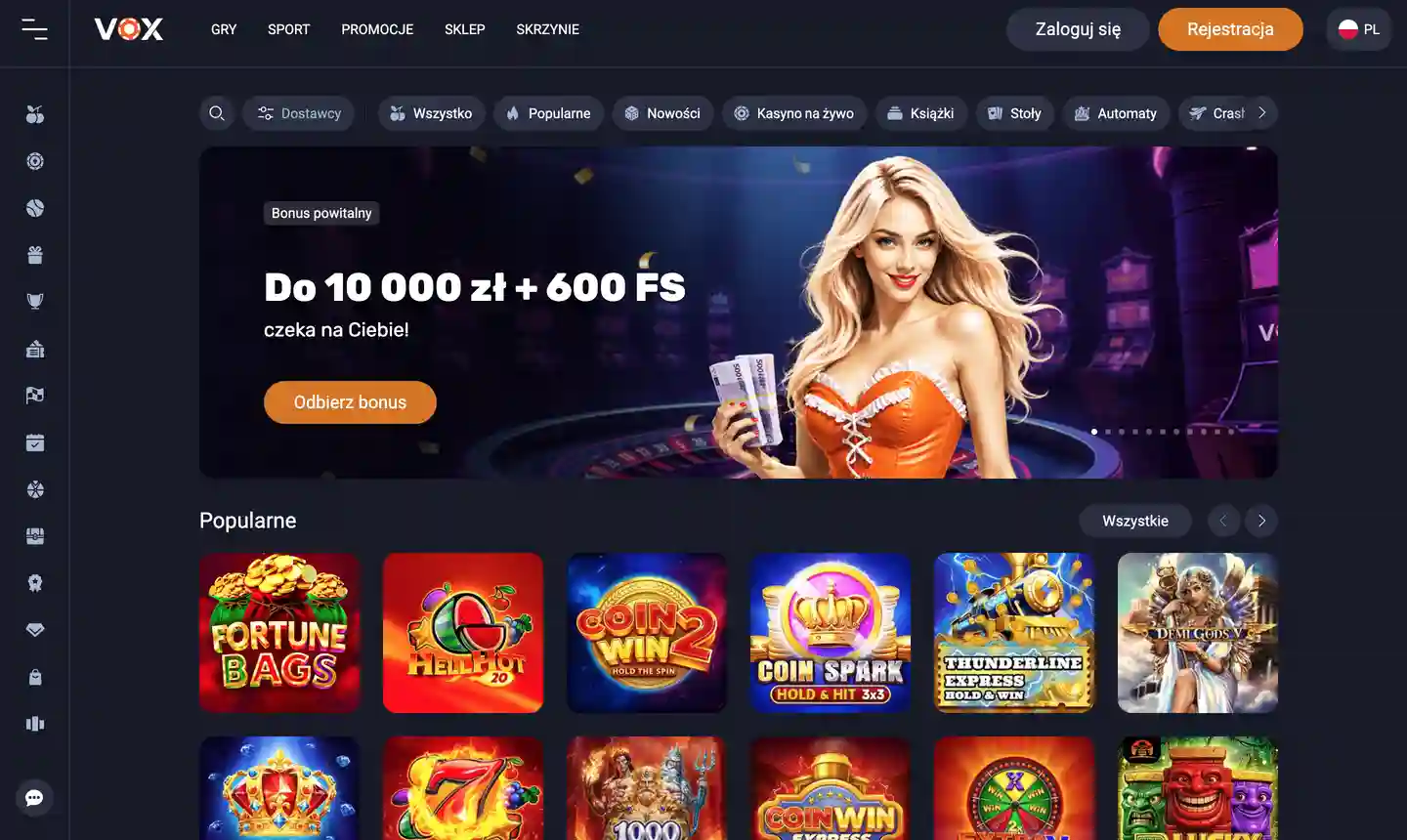 Vox Casino website preview