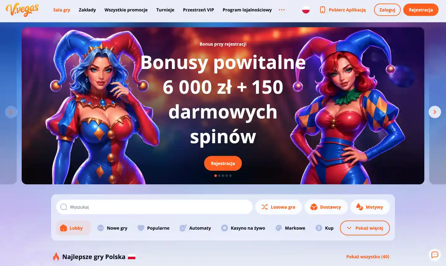 V.Vegas Casino website preview